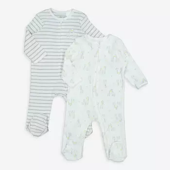 В комплекте 2 комбинезона бело-серого цвета Little Me