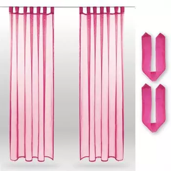 В комплекте 2 шторы на люверсах, имитация льна, непрозрачные, 140 (Ш) x 245 (Д), шторы на люверсах, шторы на люверсах, шторы на люверсах, шампанское Bestlivings, розовый