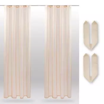 В комплекте 2 шторы (+ подхваты) на прозрачной универсальной ленте Noella, размер: 140 х 145см (серый) Bestlivings, бежевый