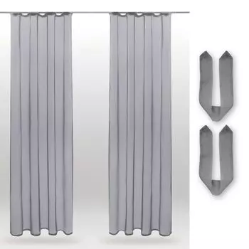 В комплекте 2 шторы (+ подхваты) прозрачная универсальная лента Noella, размер: 140 х 245см (бордо) Bestlivings, серый