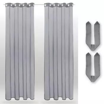 В комплекте 2 шторы (+ подхваты) прозрачные люверсы Noella, размер: 140 х 175 см (розовый). Bestlivings, серый