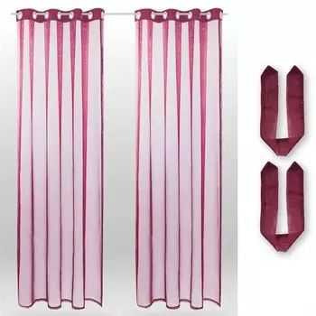 В комплекте 2 шторы (+ подхваты) прозрачные петли Noella, размер: 140 х 145см (бежевый) Bestlivings, красный