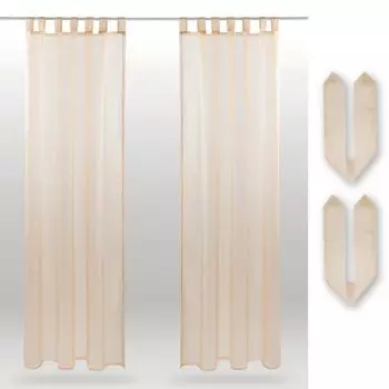 В комплекте 2 шторы (+ подхваты) прозрачные петли Noella, размер: 140 х 145см (бордо) Bestlivings, бежевый