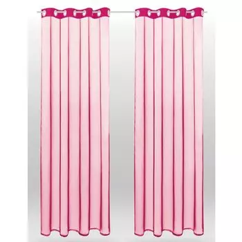 В комплекте 2 шторы, прозрачные люверсы Noella, размер: 140 х 145 см (синие) Bestlivings, розовый