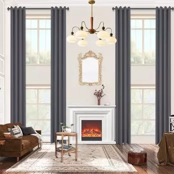 В комплекте 2 удлиненные шторы размером 132 x 548 см, непрозрачные шторы для гостиной, шторы с высоким потолком, черные. lapamax