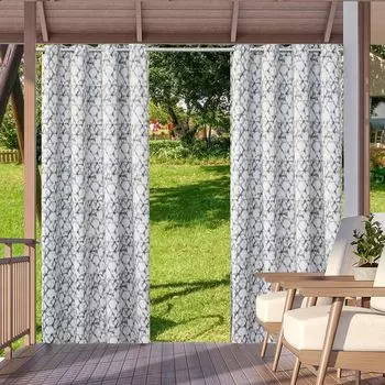 В комплекте 4 шторы, водоотталкивающие, с защитой от ультрафиолета, уличная штора с люверсами, ветрозащитная, непрозрачная штора, внутренние и уличные шторы для сада, двора, балкона (4 шт./52 х 94 дюйма, черно-белые). Topchances, черный