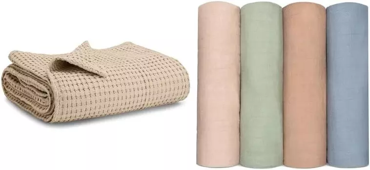 В комплекте удобное одеяло из вафельной ткани Cubs и муслиновые пеленки Comfy Cubs