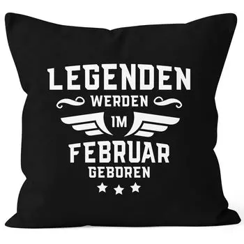 В месяц рождаются легенды, подарочный чехол на подушку из хлопка MoonWorks, февраль, черный, униразмер