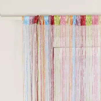 В наборе 2 нитяные шторы, 100 х 200 см, цветная штора, штора из бисера, дверная штора, штора с кисточками, балконная штора, штора от насекомых easy home, мультиколор