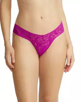 V-образные кружевные стринги с низкой посадкой Hanky Panky, фуксия