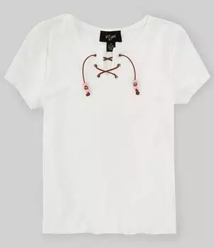 В. Однотонная футболка с короткими рукавами для больших девочек 7–16 лет I.N. Girl, белый