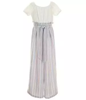 В. Однотонный/полосатый комбинезон для девочек 7–16 лет с пышными рукавами I.N. Girl, синий