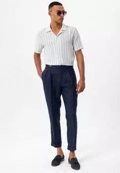 В ПОЛОСКУ Antioch, С КОРОТКИМИ РУКАВАМИ Antioch, СТАНДАРТНЫЙ ФОРТ Antioch, Рубашка Antioch, синяя Antonio