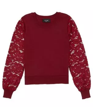 В. Свитер с кружевными рукавами для больших девочек 7–16 лет I.N. Girl, красный