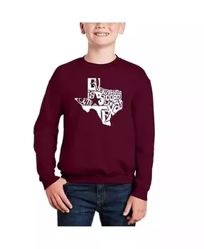 В Техасе все больше — толстовка с круглым вырезом Big Boy's Word Art La Pop Art, черный