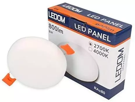 В упаковке 20 безрамных светодиодных панелей LEDOM, встраиваемый точечный светильник 8 Вт, диаметр 90 мм, 800 лм, 2700 К, теплый белый потолочный светильник, круглый LEDline