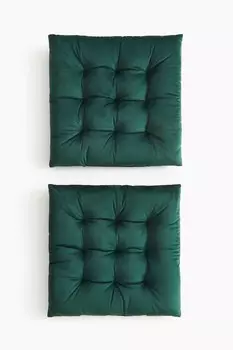 В упаковке 2 бархатные подушки для сидения H&M, 38x38 см, зеленый