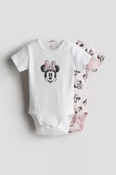В упаковке 2 боди из хлопкового трикотажа H&M, розовый