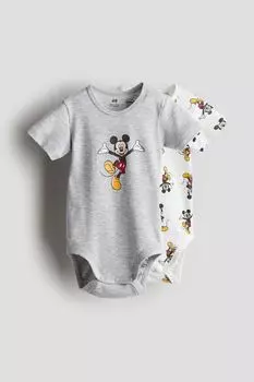 В упаковке 2 боди из хлопкового трикотажа H&M, серый