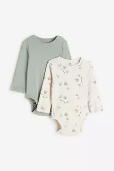 В упаковке 2 боди с длинными рукавами H&M, бежевый