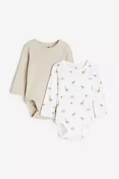 В упаковке 2 боди с длинными рукавами H&M, белый