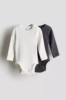 В упаковке 2 боди с длинными рукавами H&M, серый