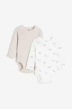 В упаковке 2 боди с длинными рукавами H&M, белый