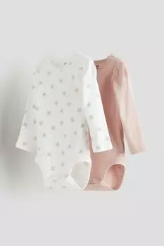 В упаковке 2 боди с длинными рукавами H&M, розовый