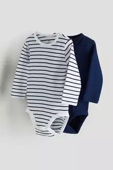 В упаковке 2 боди с длинными рукавами H&M, синий