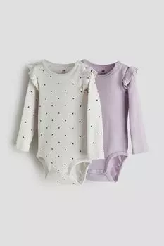 В упаковке 2 боди с длинными рукавами H&M, фиолетовый