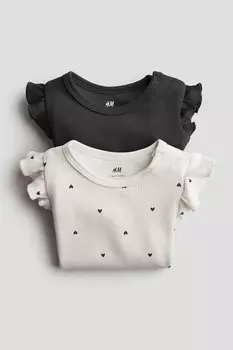 В упаковке 2 боди с длинными рукавами H&M, серый