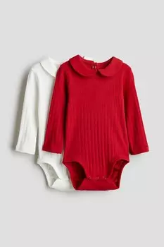 В упаковке 2 боди с длинными рукавами H&M, красный