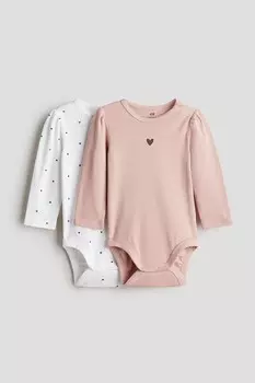 В упаковке 2 боди с длинными рукавами H&M, розовый