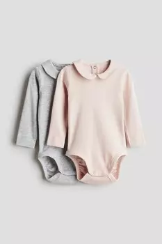 В упаковке 2 боди с длинными рукавами H&M, серый