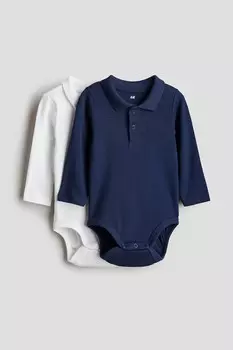 В упаковке 2 боди с длинными рукавами H&M, синий