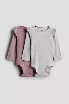 В упаковке 2 боди с длинными рукавами H&M, серый