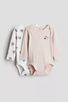 В упаковке 2 боди с длинными рукавами H&M, розовый