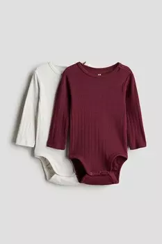 В упаковке 2 боди с длинными рукавами H&M, красный