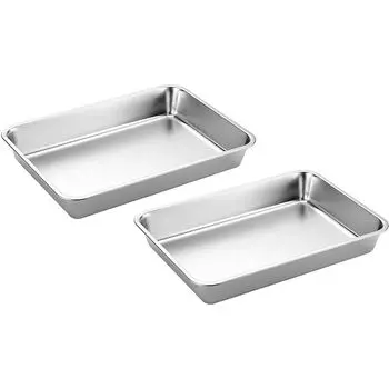 В упаковке 2 чаши для гриля из нержавеющей стали размера XXL, противень для гриля, поддон для сбора капель, пластина для гриля, для духовки, гриля, ок. 36 x 27 x 7 см minhgoring