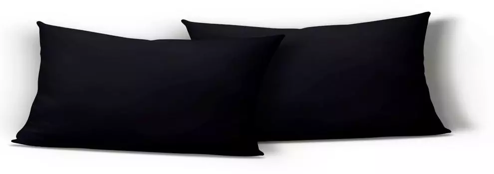 В упаковке 2 чехла на подушки 40 x 80 см, черный однотонный комплект из хлопкового джерси One-Home