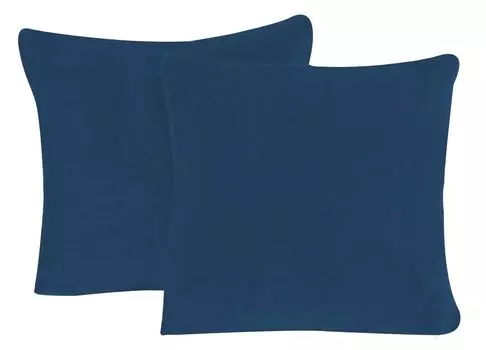 В упаковке 2 чехла на подушки, плюшевые, однотонные, приятные, пушистые, теплые, мягкие, размер: 50 х 50 см, цвет: синий One-Home