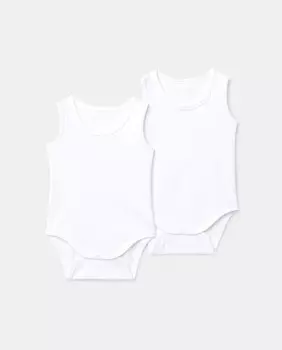 В упаковке 2 детских боди без рукавов Cotton Juice, белый
