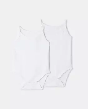 В упаковке 2 детских боди на бретелях Cotton Juice, белый