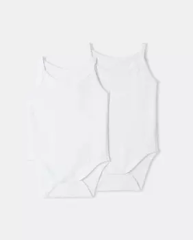 В упаковке 2 детских боди на бретелях Cotton Juice, белый