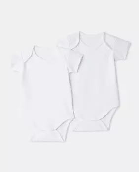 В упаковке 2 детских боди с короткими рукавами Cotton Juice, белый