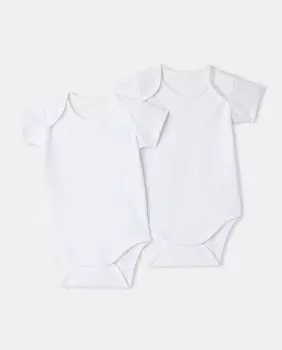 В упаковке 2 детских боди с короткими рукавами Cotton Juice, белый