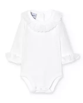 В упаковке 2 детских боди с кружевным воротником и длинными рукавами Babid, белый