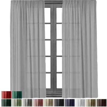 В упаковке 2 гардины с рюшовой тесьмой, имитация непрозрачного льна, 140 х 245 см, универсальная лента для штанг, песочный, 2 шт. в упаковке Cleanlevel EST 2016, светло-серый