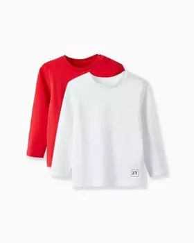 В упаковке 2 однотонные футболки для мальчиков из 100 % хлопка Zippy, красный