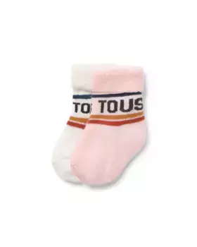 В упаковке 2 пары детских носков с логотипом Tous, розовый